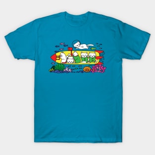 6 Adventurer Kitty Cats in a Yellow Submarine Exploring the Seas T-Shirt